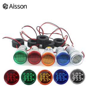 1PC 22mm AD16-22DVA 원형 LED 전류계 AC 전압계 듀얼 디스플레이 AC60-500V 0-100A 미터 표시기