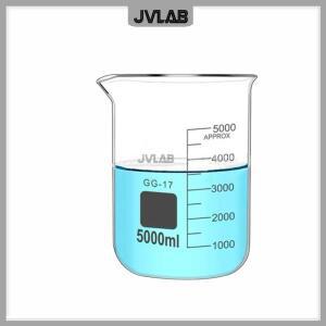 눈금 및 주둥이가 있는 로우 타입 유리 비커, 붕규산염 측정 컵, 화학 실험실 제품, 5000ml
