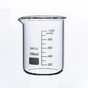 100ml 저형 비커 화학 실험실 붕규산 유리 투명 스파우트 포함