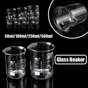 50ML/100ML/250ML/500ML 높은 붕규산 유리 측정 컵 클리어 스케일 실험실 비커 주방 베이킹