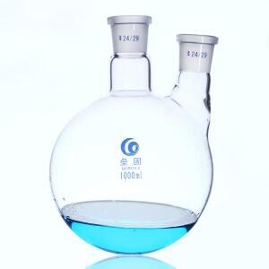 실험실 유리 표준 베벨 그라운드 조인트 50ml ~ 2000ml, 둥근 바닥 플라스크, 두 목 포함, 1 개
