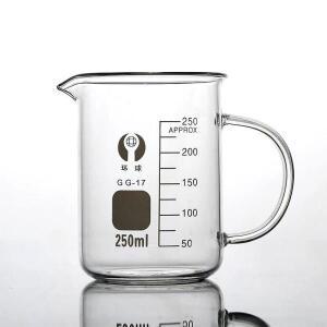 1pcs 50ml100ml 250ml500ml1000mlLab 높은 붕규산 유리 비커 핸들 스케일 측정 컵 실험실 장비