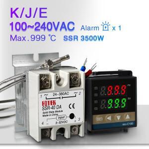 REX-C100 PID 온도 컨트롤러 220v 400도 디지털 조절기 출력 40A SSR K 유형 열전대