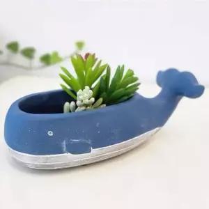Carnic japan 큰고래 도자기화분(블루) 나뭇잎화분 도자기화분
