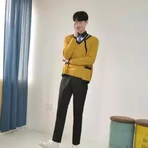 교복몰 옐로우 네이비 라인 가디건 (남여공용) 교복