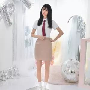 교복몰 (허리조절)하복 연베이지 교복치마 교복 학생