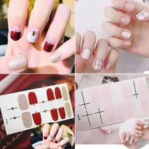 레드핑크네일스티커 네일아트 붙이는네일 셀프 패디 패디 네일 손톱 네일케어 (W1E2919)