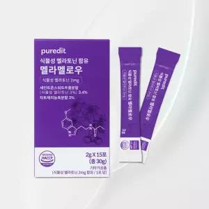 퓨어딧 식물성 멜라토닌 함유 멜라멜로우 2g 15포 1박스 멜라토닌 2mg 세인트존스워트 타트체리