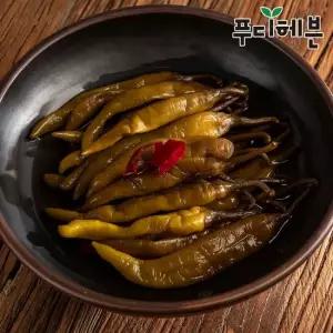 푸디헤븐 항아리반찬 매콤새콤 밥도둑 간장 고추지 1kg 고추장아찌)