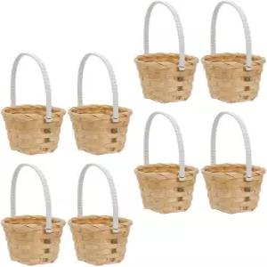 해피야미 신부 들러리 선물 8Pcs 미니 바구니 미니어처 직조 손잡이 꽃 수제 소박한 저장 웨딩 가정용 벌크
