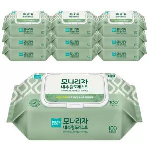 녹차잎 추출물 부드러운 내추럴 포레스트 물티슈 100매 10개(캡형)