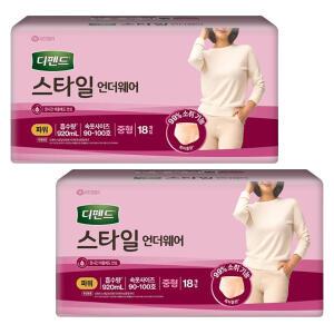 디펜드 스타일언더웨어 여성용, 파워, 중형, 18매, 2개(36매)