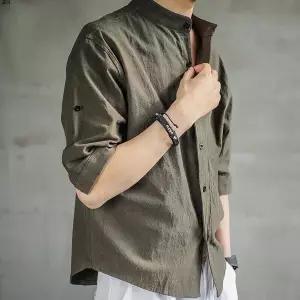 셔츠 마 남방 반팔 여름 남자 남성 린넨 리넨 루즈핏 빅사이즈 풍 면과 혼방 캐주얼 자켓 재킷