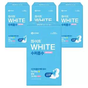 화이트 수퍼흡수 흡수력좋은 울트라슬림 생리대 날개형 중형 36개입 4개