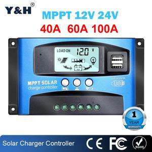 태양광모듈 MPPT 태양광 충전 40A 60A USB 부하듀얼 24V LCD 자동 100A 패널 충전기 12V 레귤레이터