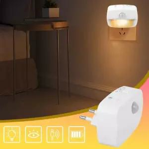 계단센서등 LED 야간 조명 모션 센서 EU 콘센트 램프 침실 복도 계단 WC 침대 옆