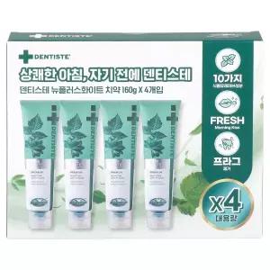 덴티스테 뉴 플러스 화이트 치약 민트 160g 4개