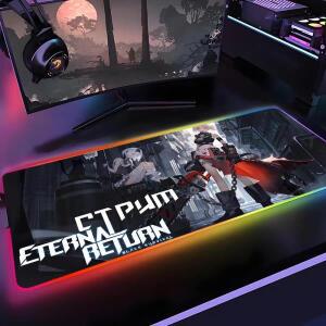 블랙 서바이벌 이터널 리턴 마우스 패드 게이머 Rgb 데스크 매트 백라이트 Led 세트업 게임용 대형