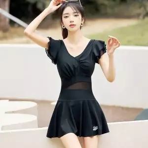 슬림라인 블랙 여성 원피스 치마 수영복 여성원피스수영복 (WEED8BB)