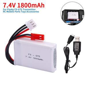 Flysky FS-GT5 송신기 RC 모델 용 1800mAh 7.4V 배터리 JST 플러그가있는 MC6C 부품 장난감 액세서리