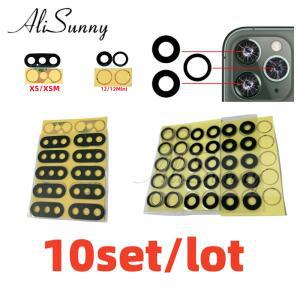 ALISUNNY 10PCS 후면 카메라 유리 아이폰 PRO 13 호환 14 13MINI 부품 11 12 XS 커버 MAX XR 스티커 캠 홀더