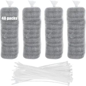 48 PCS 보푸라기 덫 세탁기 스테인리스 스틸 메쉬 세탁 호스 필터 나일론 케이블 타이가 달린 스크린 캐처