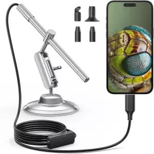 테슬롱 USB-C 디지털 현미경 10배에서 확대 휴대용 카메라 8개의 LED 조명 동전 전자식 회전 금속 스탠드