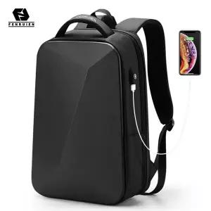Fenruien 노트북 배낭 도난 방지 방수 학교 배낭 USB 충전 남자 비즈니스 여행 가방 디자인
