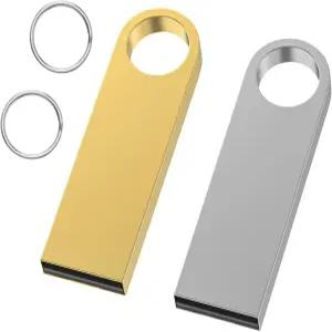 키체인이 포함된 1GB USB 플래시 드라이브 2팩 울켄 세련된 메탈 2.0 엄지 메모리 스틱 PC 노트북 컴퓨터용