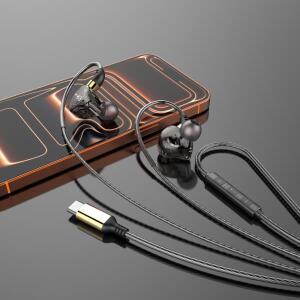하이파이 유선 이어폰 타입 C 마이크 포함 스포츠 러닝 헤드폰 USB C 베이스 스테레오 헤드셋 삼성용 3.5mm