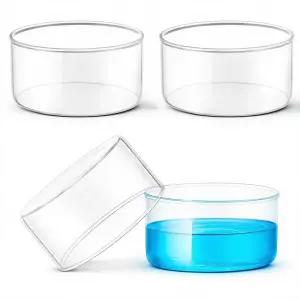 Treela 4개 740ml 결정화 접시 평평한 바닥 분사 없음 지름 125mm x 높이 붕규산염 유리 증발 실험실