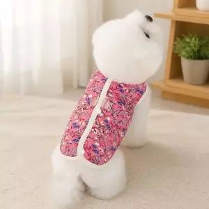 [하프클럽/]반려동물 레트로 털조끼 강아지 고양이 기모 외출복 핑크 블루