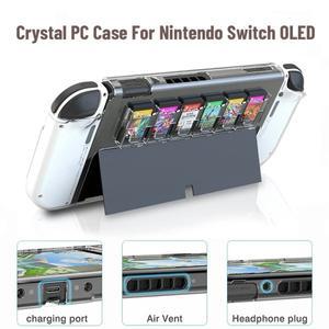 닌텐도 호환 스위치 OLED Dockable Shell용 투명 케이스는 스위치 호환되는 6개의 게임 카드 슬롯을 저장할