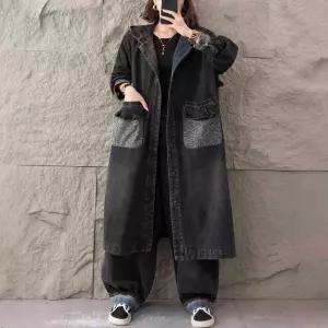 손오반 데님 여성용 하프 가을 빈티지 데일리룩 집업 코트 후드 점퍼 야구 오버핏 코튼 항공 트렌치 KUK3