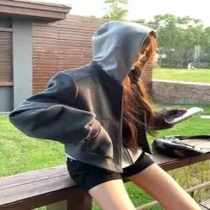 여사친 가을 빈티지 캐주얼 트렌디 트렌드 항공 아이템 복 집업 코트 점퍼 야구 쇼트 후드 HT3