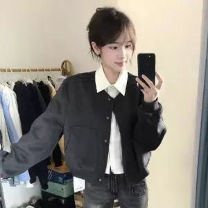 여사친 가을 빈티지 캐주얼 트렌디 트렌드 항공 아이템 복 집업 코트 점퍼 야구 쇼트 후드 HT3