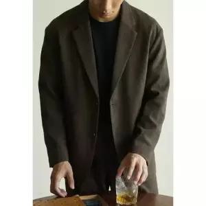 남친 봄 캐주얼 정장 재킷 코듀로이 플랫 넥 싱글 원픽1