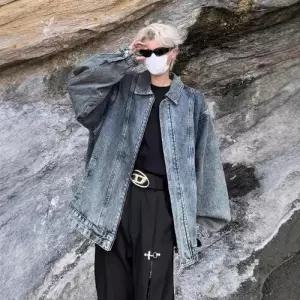 룽나루 남자 데님 빈티지 캐주얼 코트 청자켓 봄가을 자켓 HO3