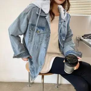 블랙팬서 여친 데님 가을 후드 코트 트렌드 자켓 OPH3