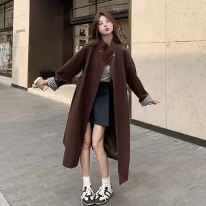 블랙팬서 빈티지 가을 오버핏 트렌치코트 와인 여성코트 하프코트 OPH3