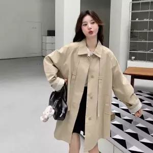 포뇨 연두 하프 캐주얼 가을 심플코트 여성코트 트렌치코트 OPH3
