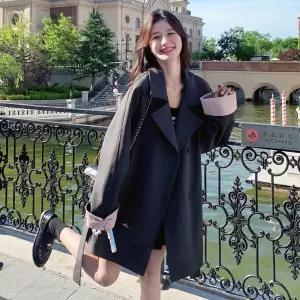 포뇨 회색 가을 캐주얼 여성코트 헵번 루즈핏 프렌치 트렌치코트 코트 OPH3