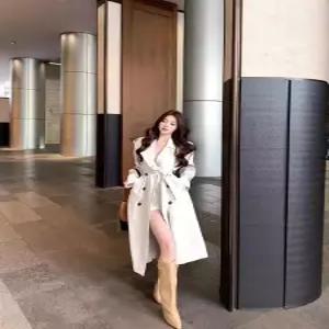 포뇨 여사친 빈티지 가을 트렌치코트 멋쟁이 하프코트 OPH3