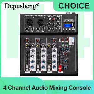 F4 오디오 믹서 4 채널 DJ 사운드 믹싱 콘솔 블루투스 PC USB 재생 녹음 48V 컨트롤러