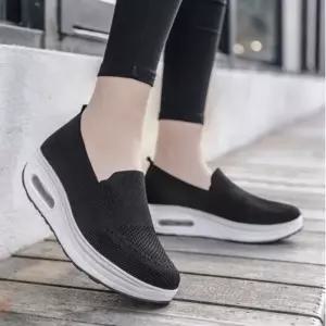 3컬러 5cm 키높이 에어 삭스 운동화 통굽 스니커즈여성단화 단색 캐주얼화 학생 어글리슈즈 높이화 에어화