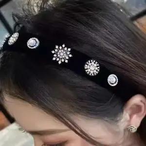 머리띠 진주 큐빅 벨벳 명품 큐빅 진주 제니 헤어밴드 엔틱 엔틱