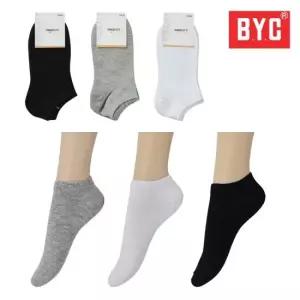 BYC 여성용 무지 발목양말 6켤레 [7203] 여자 검정 흰색 학생 면