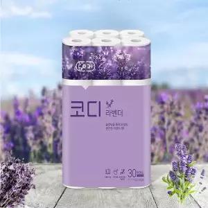 코디 고창 라벤더향 3겹데코 30M 30롤 x1팩 비데겸용