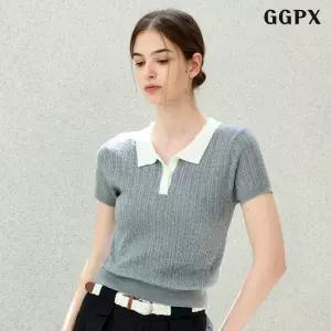 데일리 카라넥 배색 반팔 니트 GQBKT050D 1312050