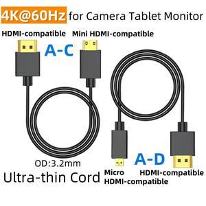 4K@60Hz 18Gbps HD 케이블 /마이크로 호환 OD3.2mm 카메라 태블릿 노트북 용 초박형 코드